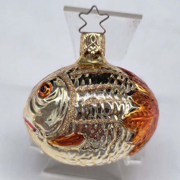 Inge Glas Fish German Glass Christmas Ornament Orange 2.5" - Picture 3 of 6